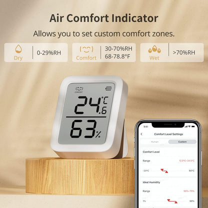 SwitchBot Smart Room Thermometer Hygrometer Sensor Plus, Wireless Digital Indoor Temperature Gauge Humidity Monitor with Dewpoint/VPD/Absolute Humidity Meter, for Home, Greenhouse, Basement and Pets