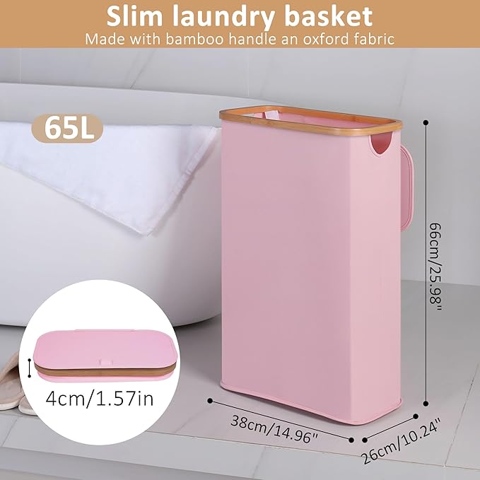 65L Slim Laundry Hamper, Narrow Laundry Basket