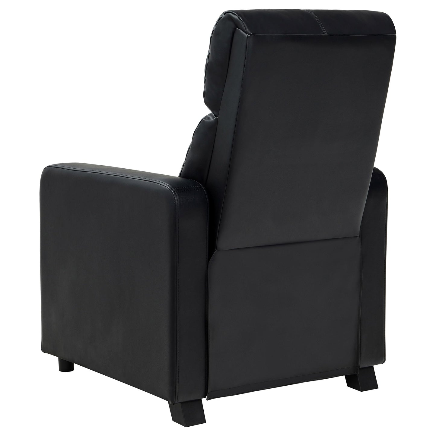 Coaster Home Furnishings - Toohey - Leatherette Upholstered Push Back Recliner Chair with Plush Headrests, Padded Armrests, and Pocket Coil Cushions - Living Room - 30-Inch - Black - 600181