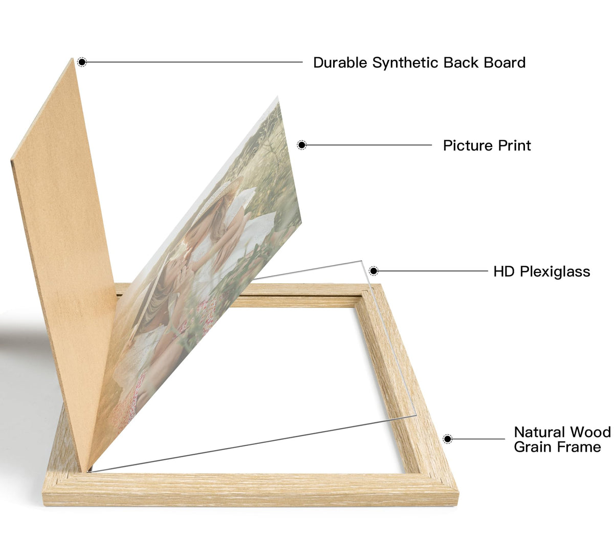 Momentworth 16x24 Frame Set of 3, Natural Wood Grain 16x24 Poster Frame for Gallery Wall Mounting (3 Pack,Natural)