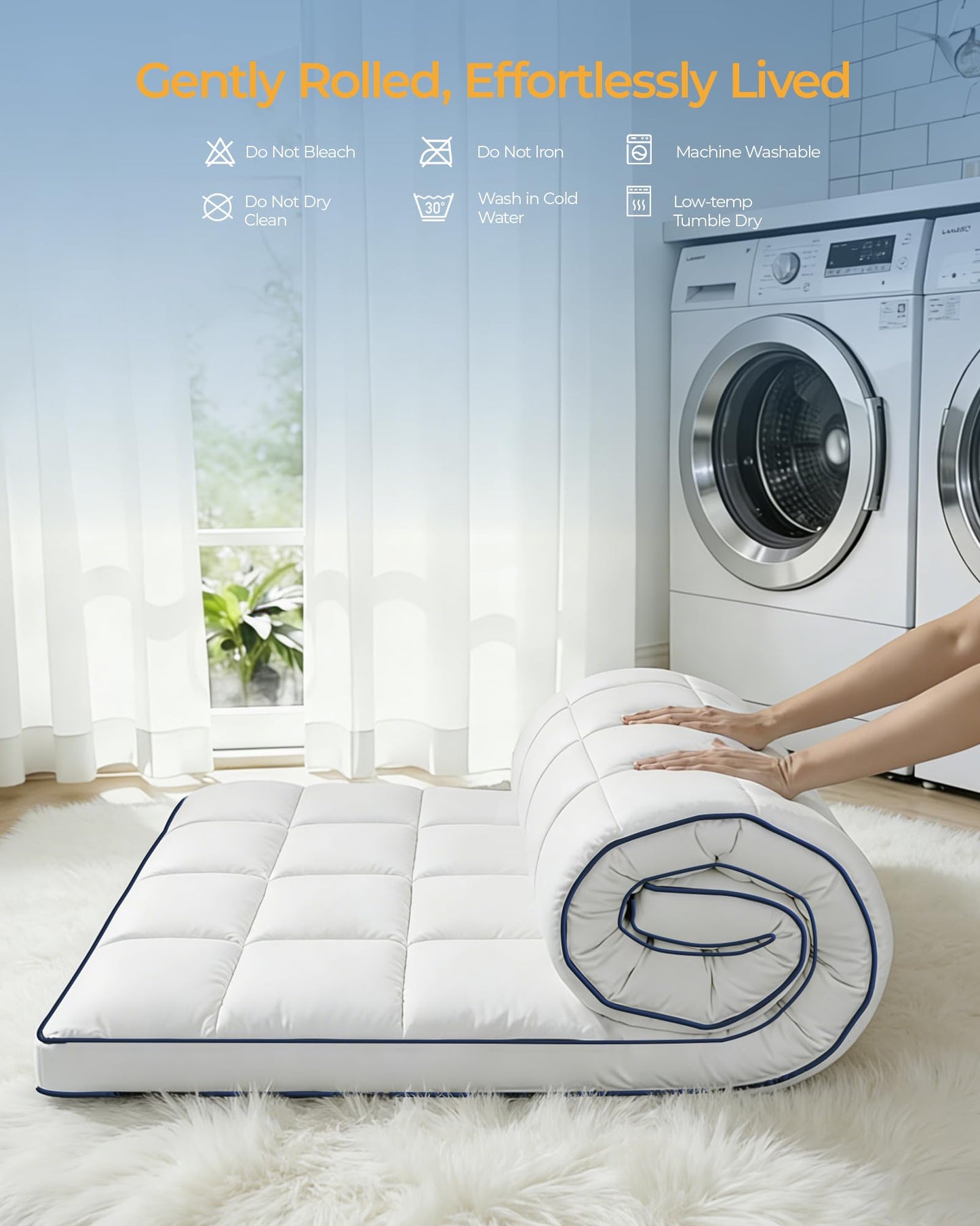 KAYFIA Full Mattress Topper,Extra Thick Mattress Pad Cover for Deep Sleep,3D+7D Snow Down Alternative Fill Overfilled Plush Pillow Top with 8-23 Inch Deep Pocket-White