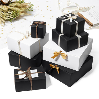 Mcfleet Black Gift Boxes with Lids 12x12x5 Inches 10 Pack Groomsmen Proposal Boxes Cardboard Gift Box for Presents, Craft Boxes for Christmas, Wedding, Graduation, Holiday, Birthday Gift Packaging