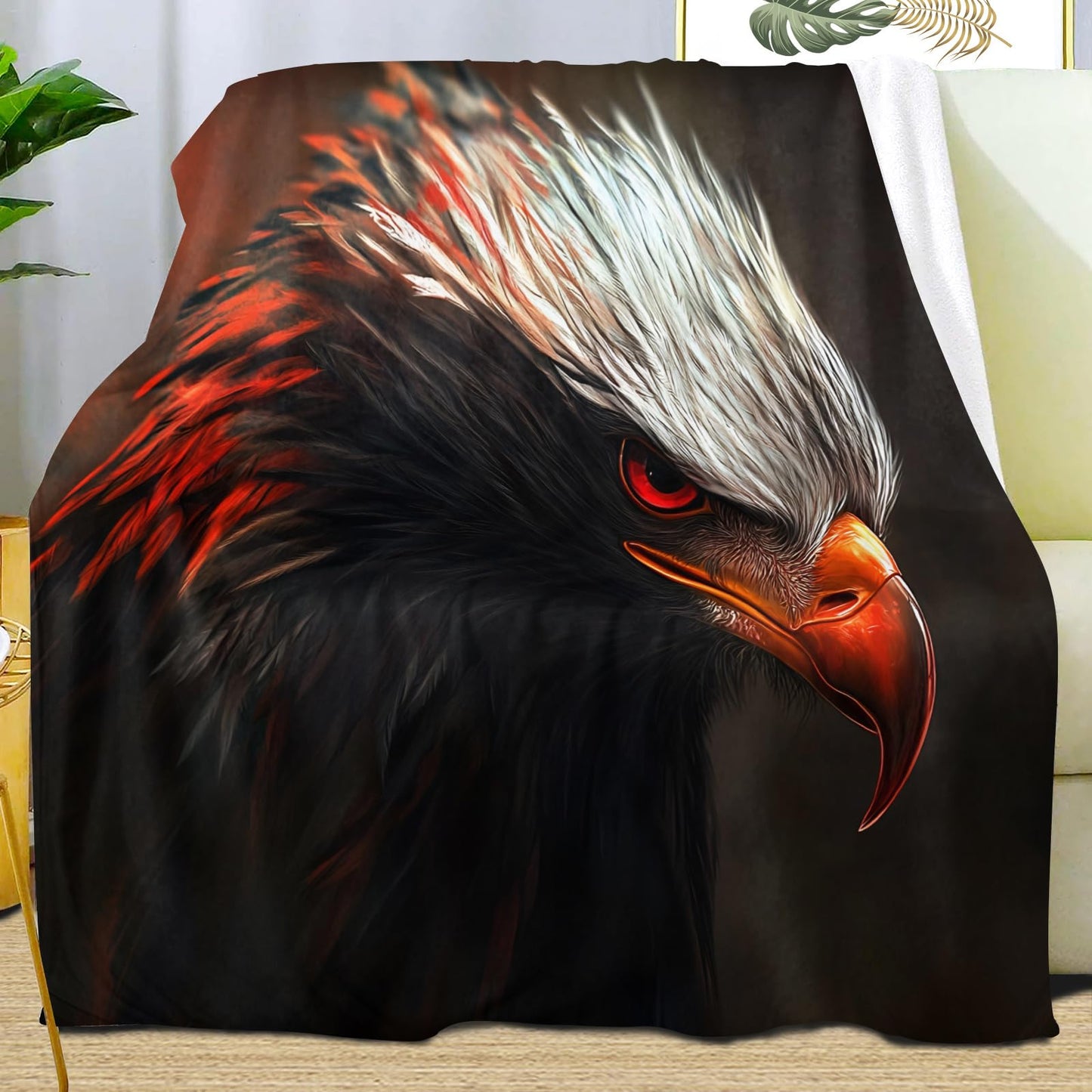 PAOABIU Eagles Blankets, Gothic Eagle Throw Blanket for Couch Bed Sofa, Dark Red Blankets and Throws - Super Soft Cozy Plush Flannel Blanket Gifts & Decor, 66x90