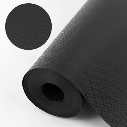 WochiTV Shelf Liner for Cabinets, Drawer 11.8 Inch x 4.9 Feet, Non Adhesive EVA Plastic Waterproof Protectors Mats for Kitchen, Pantry, Bathroom Closet, Cupboard, Black
