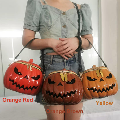 Lyuxhetaokdiq Women Unique Novelty Crossbody Shoulder Bag Handbag Men Weird Horror PVC Halloween Pumpkin Purse, Orange