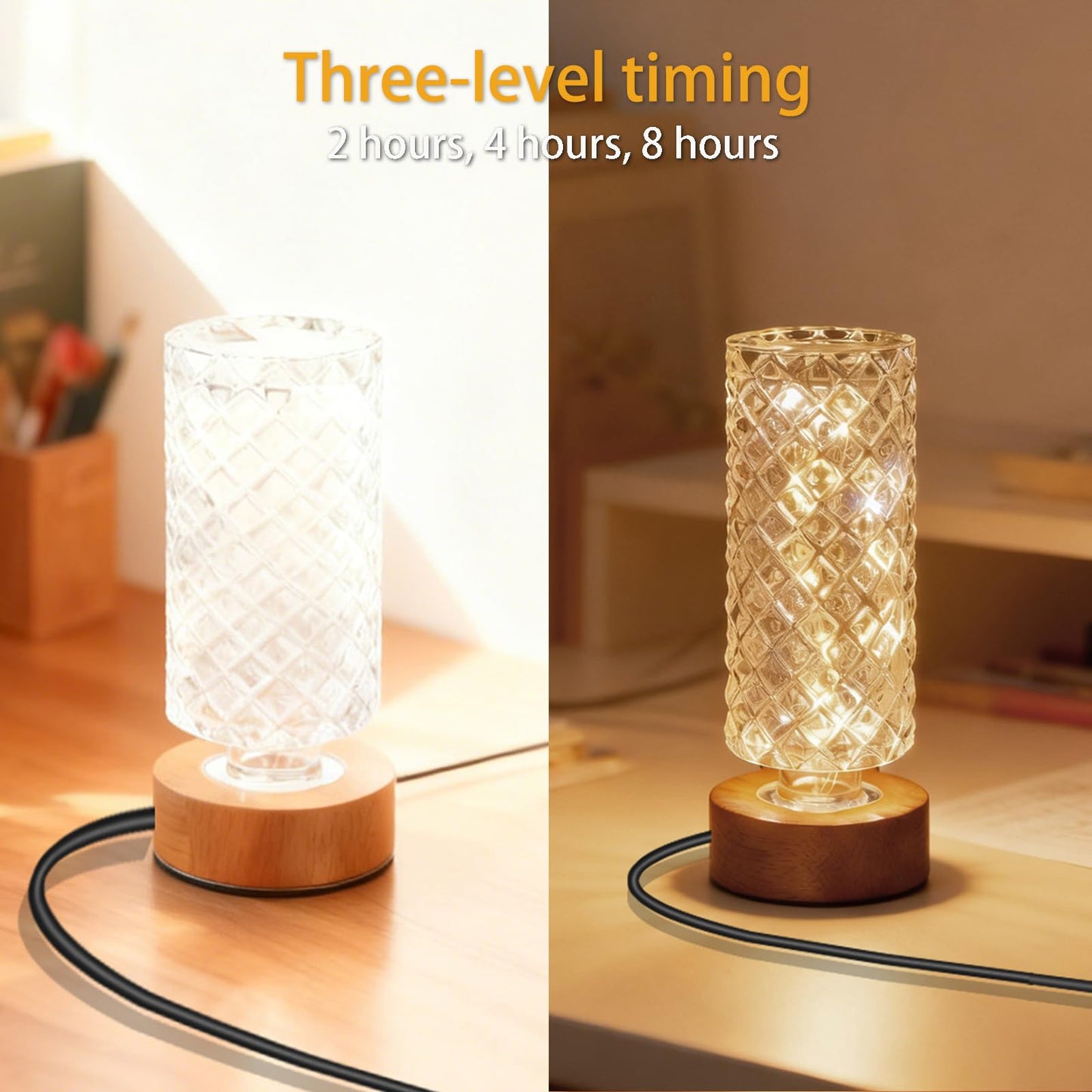 PWTZMYXGS Dimmable Crystal Night Light,Small Bedside Lamp,Nightlight with Timer,Room Decor Desk Lamp,Bedroom,Living Room,Kitchen,Dining Room Lamp (Pineapple Pattern)