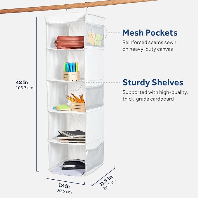 ZOBER Hanging Closet Organizer, 5-Shelf