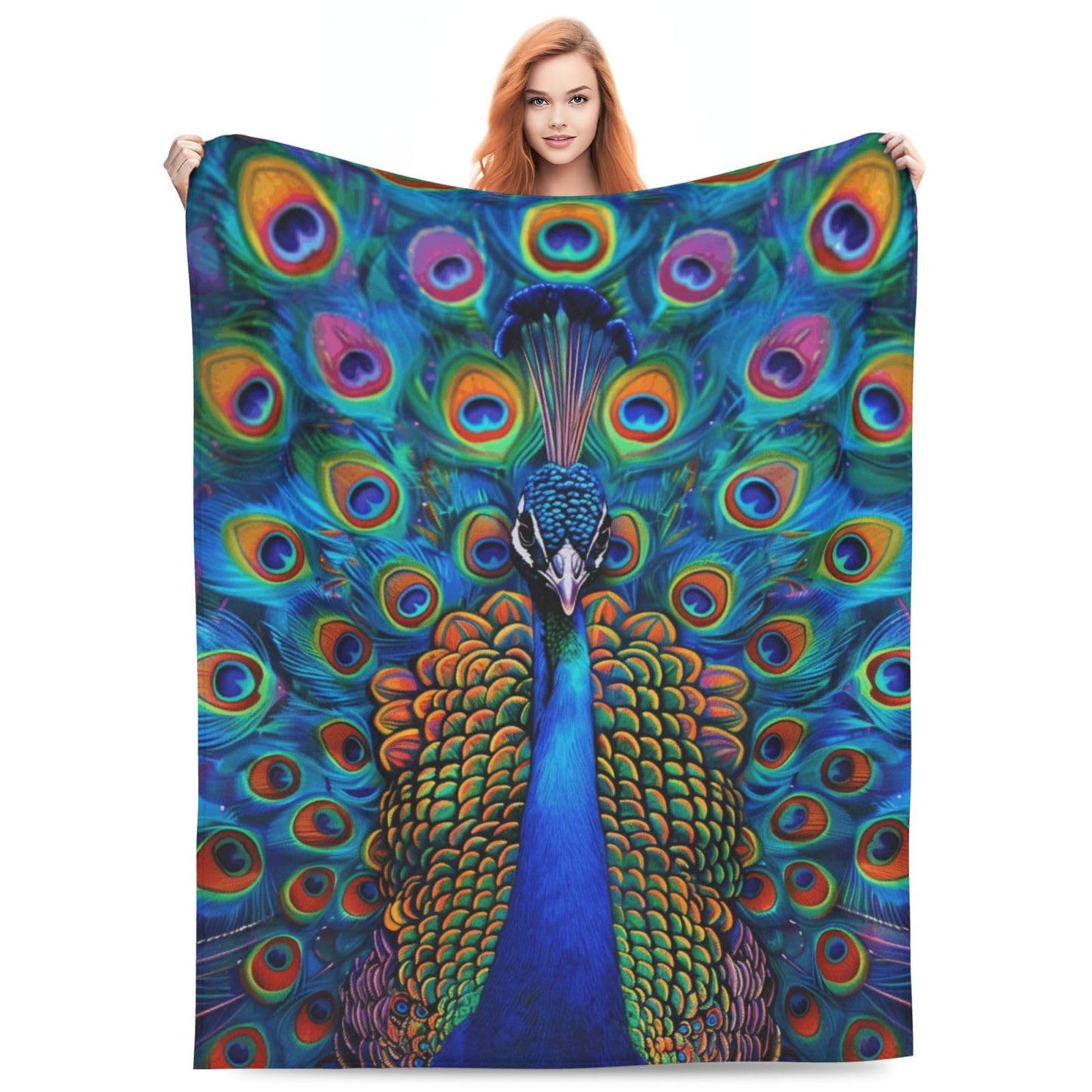 Peacock Blanket, Gifts for Women, Feather Soft Lightweight Throw Blankets for Kids Girls, Travel Bed Living Room Decor, 50x60in