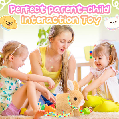 Tagitary Plush Toys Bunny Electronic Toy with Sounds,Wiggling Ears,Hopping,Twitching Mouth and Nose, Interactive Rabbit Toy for Kids with Leash,Easter Christmas Birthday Gift for Toddlers Kids