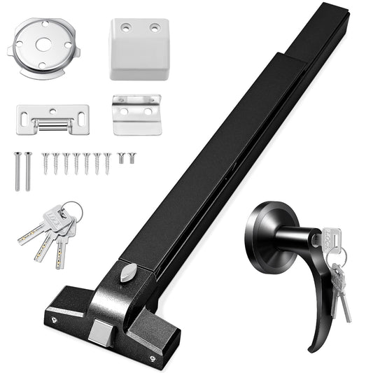 Zonon Commercial Push Bar Panic Exit Device 31" Stainless Steel Emergency Exit Door Hardware with Exterior Lever and 3 Keys for 30"-36" Metal Wood Door, Black