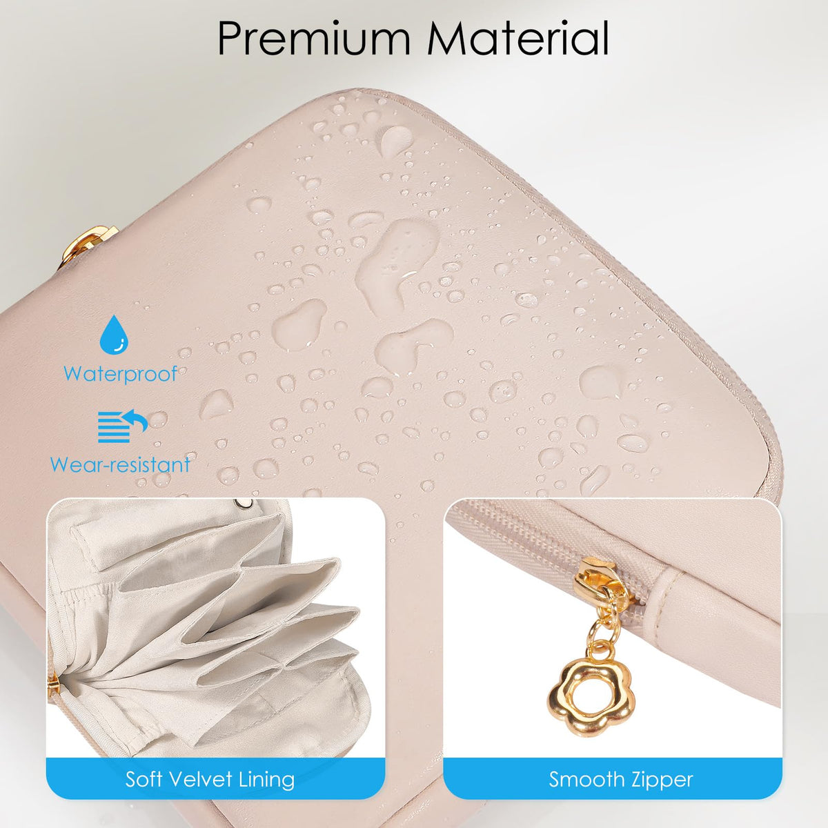 SITHON Small Travel Jewelry Case with Ring Holder, Mini Velvet Jewelry Pouch Bags, Compact Storage Organizer for Bracelet Necklaces Earrings Travel Essentials, Mother’s Day Gifts (Apricot Pink)