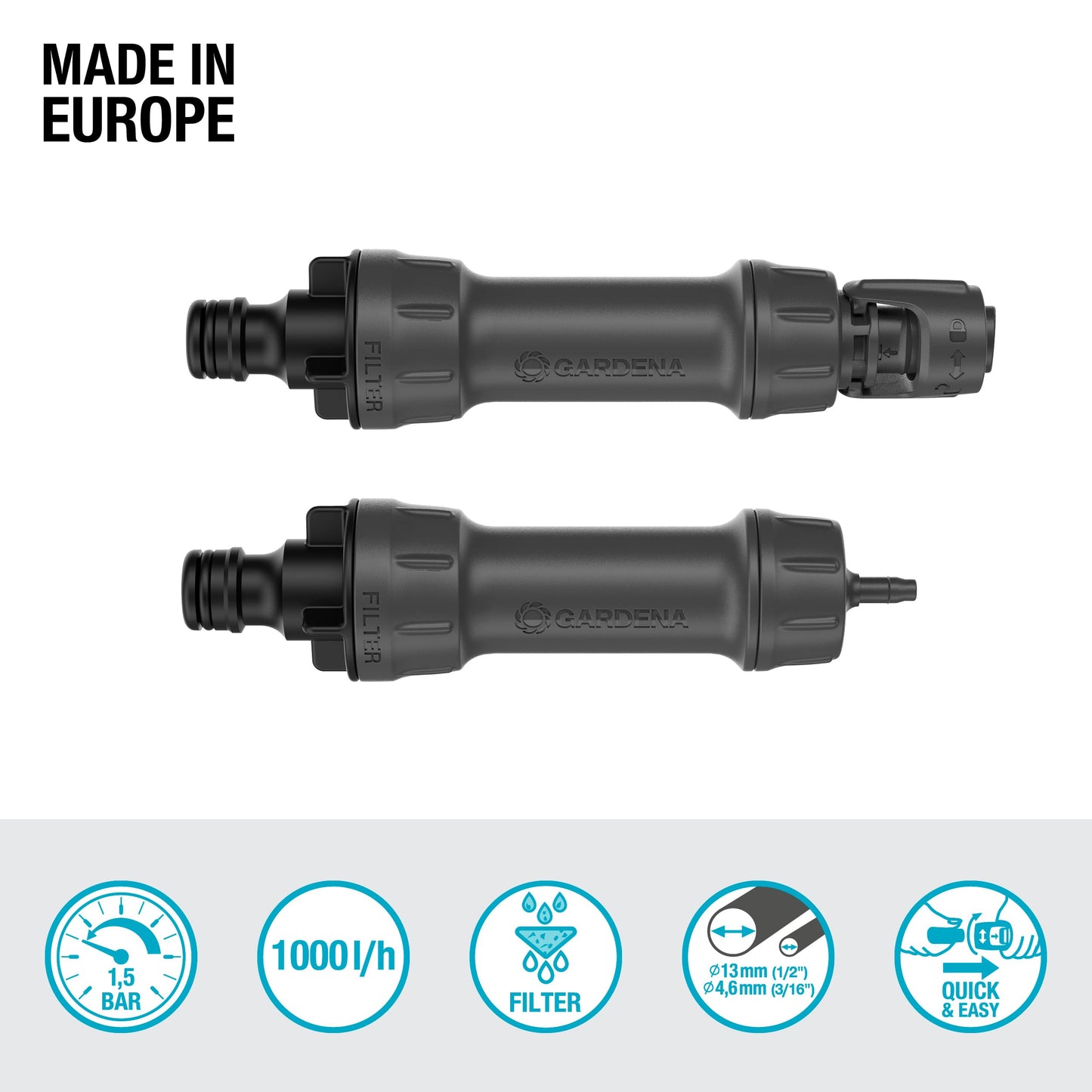 Gardena Micro-Drip-System Master Unit 1000: Starting unit for the automatic irrigation system, reduces pressure and filters the water, simple connection technology (13333-20)