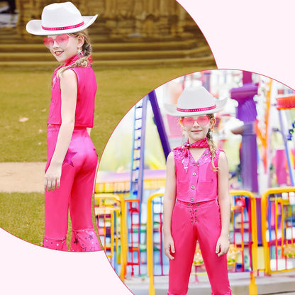 Cowgirl Costume Girls Kids Disco Outfits Movie Heroine Dress Up for Halloween Birthday Cosplay Party
