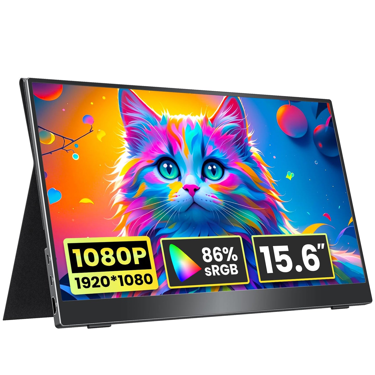 Portable Monitor 18.5 inch 1080P FHD 128% sRGB 100Hz, Travel Monitor for Laptop MacBook Surface PC Xbox PS5, HDMI Dual USB-C VESA Compatible Built-in Speaker, with Kickstand