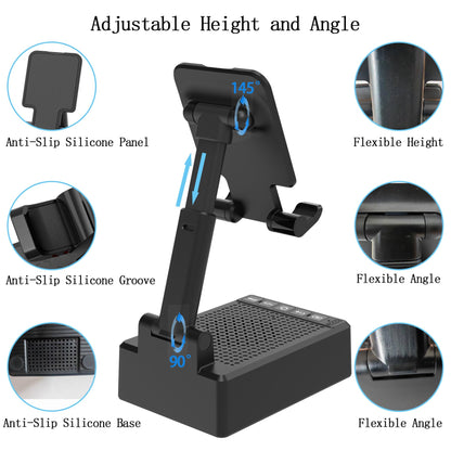 Gifts for Dad Mom Boyfriend,Cell Phone Stand with Wireless Bluetooth Speaker,HD Surround Sound Bluetooth Speaker for Home Kitchen and Outdoors Compatible with Mobile Phone, Gifts for Men Women(Black)