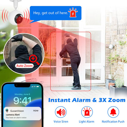 GUOANVISION 5G/2.4G Indoor/Outdoor Security Camera for Baby Monitor, Indoor Camera for Dog/Cat/Pet/Nanny/Baby/Elder, IP66 Waterproof, 3 Night Vision, Motion Detection, SD/Cloud