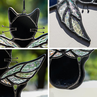 HAOSUM Black Angel Cat Memorial Gifts for Cat Lover,Stained Glass Window Hanging,Angel Wing Black Cats Suncatcher Decor,Cats Death Sympathy Gifts for Women,Daughter,Mothers Day,Christmas