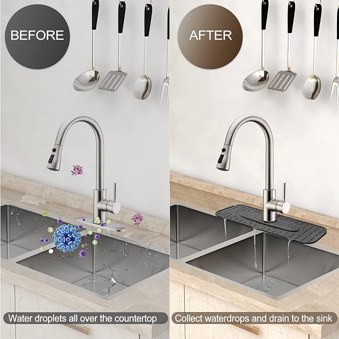 Kingmall Silicone Faucet Mat, Kitchen Faucet Mat