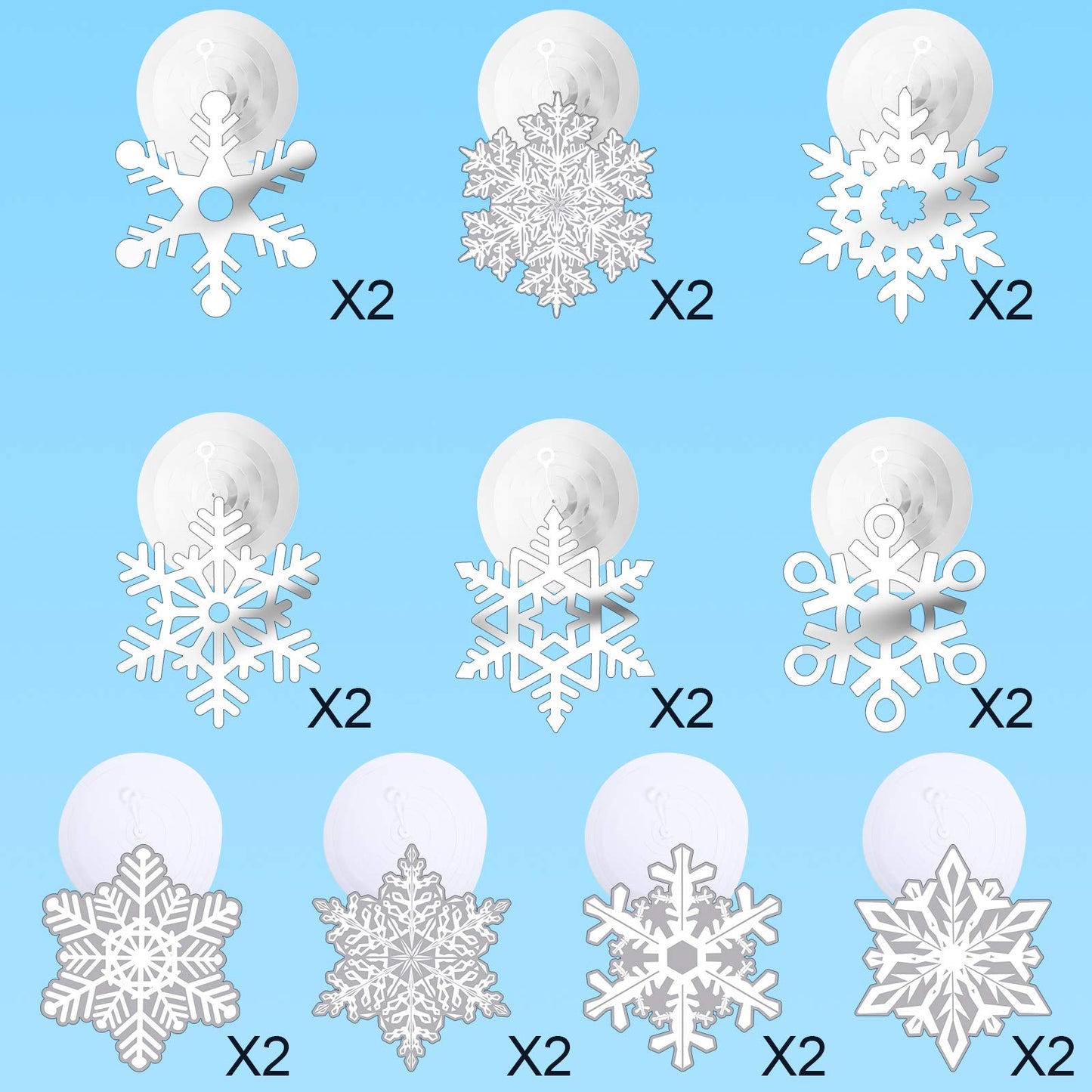 Sumind 30 Pcs Winter Snowflake Decor Christmas Swirls Winter Party Wonderland Foil Hanging Ceiling Decor for New Year Christmas Holiday
