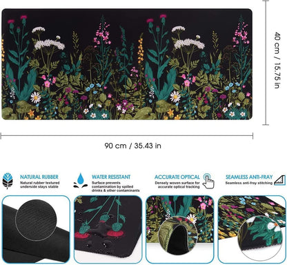 iCasso Compatible with MacBook Air 13 Inch Case 2021-2018 Release A2337 M1/ A1932/A2179,Extended Gaming Mouse Pad (35.4x15.7 in), Desk Mat, Large Stable Rubber Base Mousepad with Stitched Edge, Weed