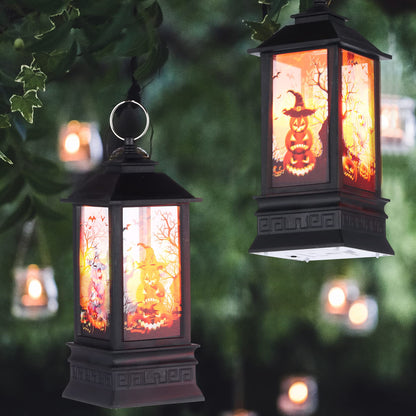 2 Pcs Halloween Decor Lantern,7.9x3.3in Portable LED Candle Lantern,Simulation Candle Flashing for Outdoor Indoor Halloween Decor Party Garden Supplies（Battery Not Included）