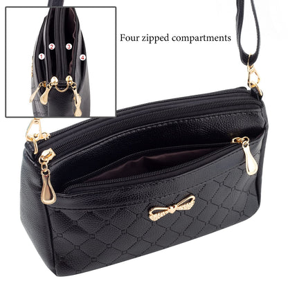 FULEI White Cross Body Bag for Women Small Soft PU Leather Ladies Handbags Shoulder Purse