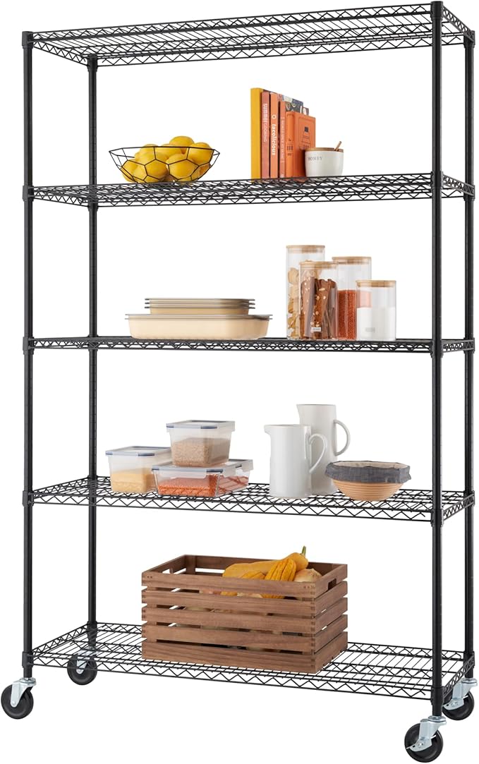 TRINITY 5-Tier Outdoor Wire Shelving Rack, 48in. x 18in. x 72in., Model# NTBTGBK-0975