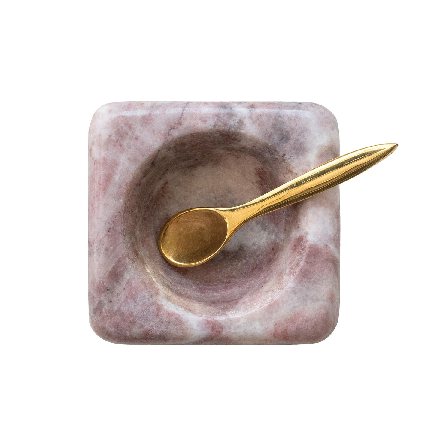 Bloomingville Marble Bowl with Brass Spoon, Pink