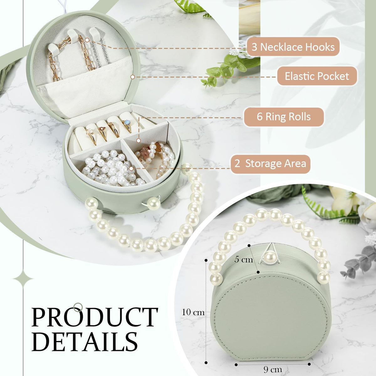 Weysat 8 Pack Travel Jewelry Case Gifts Box Bulk Mini Bridesmaid Jewelry Box Earring Storage Organizer Women Proposal Gifts(Sage Green)