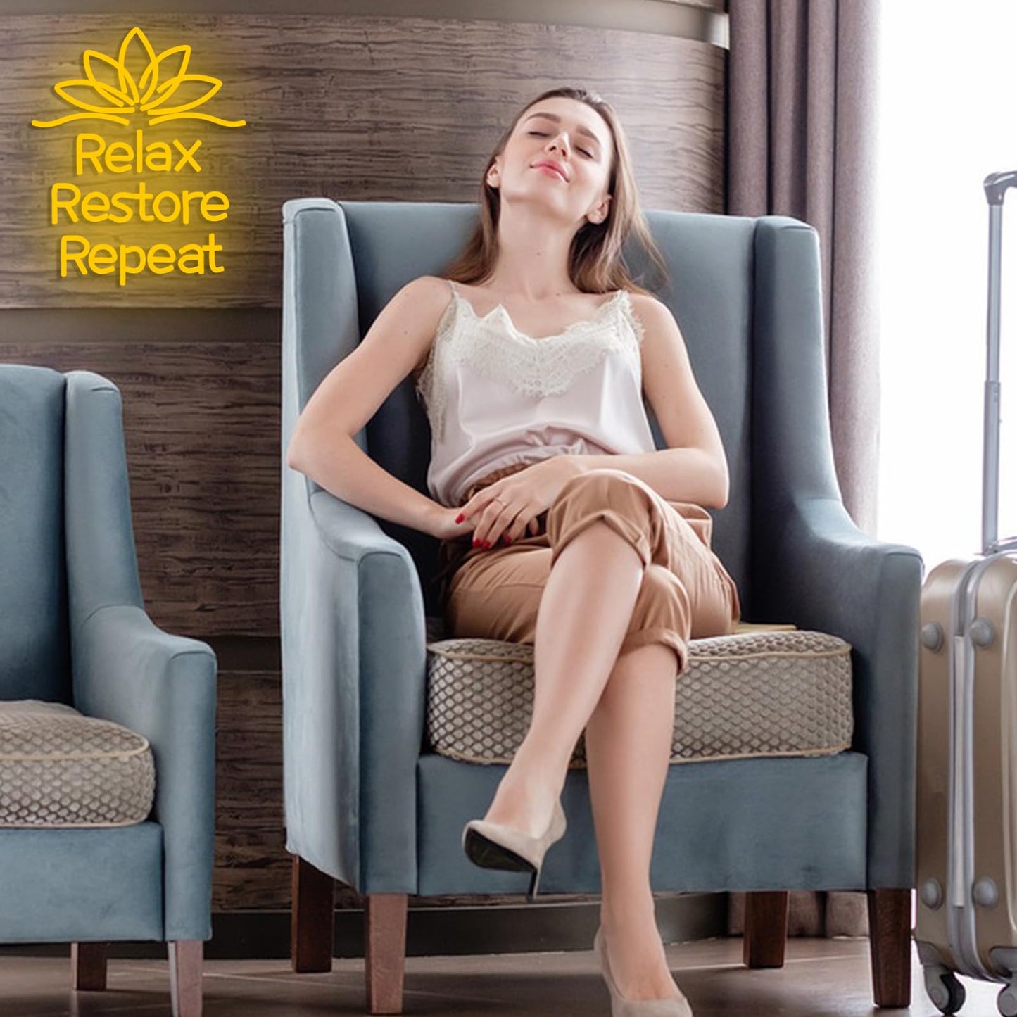 Relax Restore Repeat Neon Sign for Wall Decor Lotus Flower LED Neon Light Dimmable Relax Light Sign for Spa Gym Living Room Yoga Studio