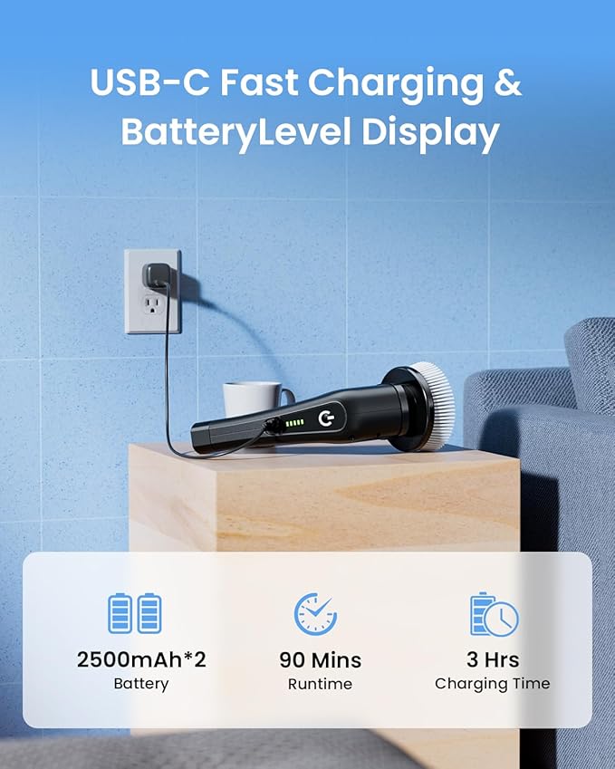 Leebein Electric Spin Scrubber, Cordless Cleaning Brush