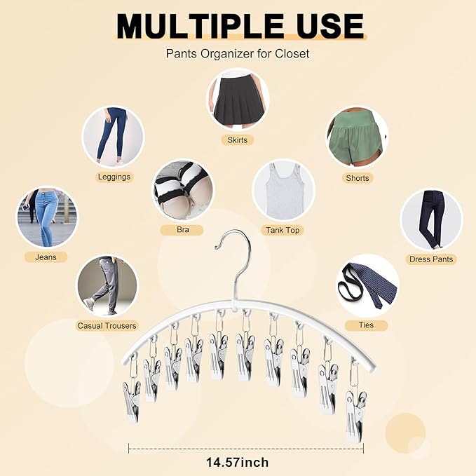 Legging Organizer for Closet, Metal Yoga Pants Hanger w/Rubber Coated 2 Pack