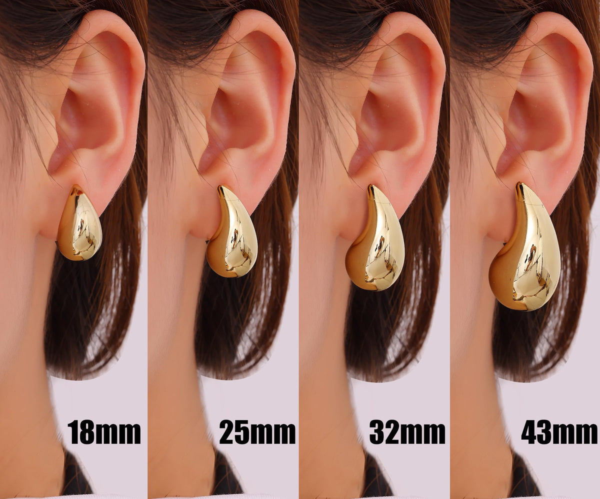 Gacimy 14K Gold Plated Teardrop Earrings Dupes for Women, Chunky Drop Earrings for Women with 925 Sterling Silver Post, 0.7 Inches