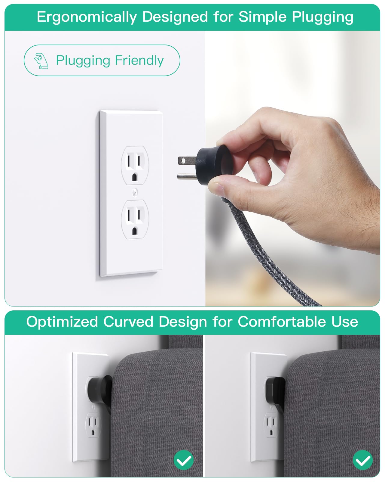 Travel Essentials - Mifaso Power Strip with USB, Compact Flat Plug Extension Cord 5ft with 3 Outlets 4 USB Ports, Non Surge Cruise Must Haves, Cruise Ship Essentials, Dorm Room, Apartment Essentials