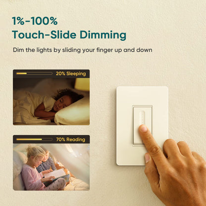 TREATLIFE 3 Way Smart Dimmer Switch 2 Pack, 2 Master 3 Way Dimmable Light Switches, 2.4GHz WiFi Smart Switch Compatible with Alexa and Google Home, Neutral Wire Needed, No Hub Required