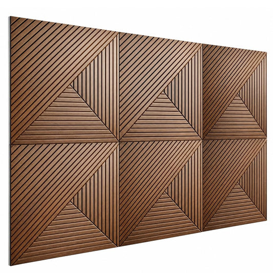 ARPEOTCY Decorative Acoustic Wall Panels, Geometric Wall Decor for Home Office & Living Room, Sound Absorbing Polyester Fiber Panels, Modern Noise Reducing Wall Art, Brown, 6 Pack, 23.6"x23.6"