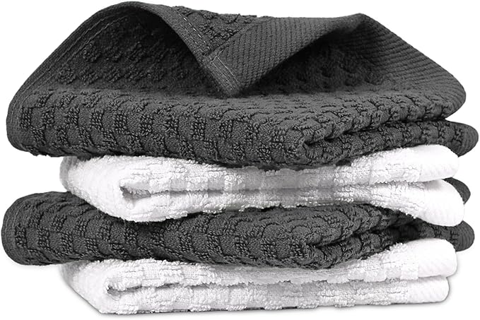 Infinitee Xclusives Premium Dish Cloth 100% Cotton 12 x 12 Inches |Pack of 4|