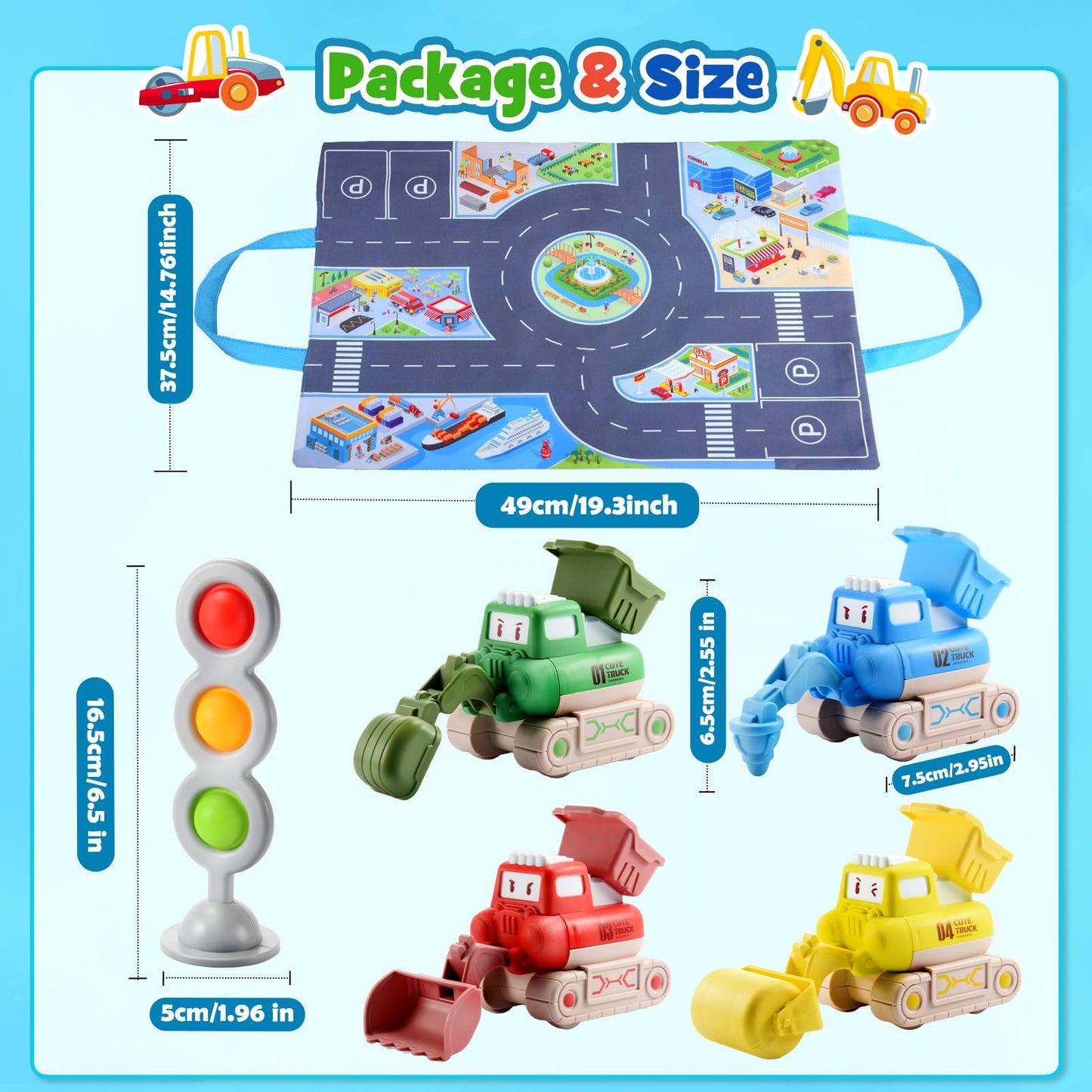 Geebiiny Kids Toys for 1 2 3 Year Old Boys, Toddler Digger Toys 1-3 Year Old Boy Girl Gifts Tractor Toy Cars Boys Toys Age 1 2 3 Montessori Toys 1st Birthday Gifts for Boy Kids' Play Vehicles