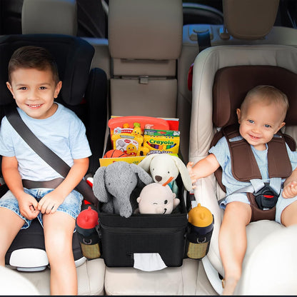Car Organiser- Car Seat Organiser for Front Seat Back Seat Between Seats, Car Storage Organiser for Kids with Multi- Pockets, Car Organisers and Storage, Adjustable Dividers(Black)