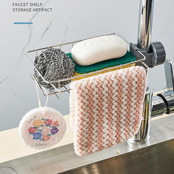 Sponge Holder for Kitchen Sink, Drying Rack for Sponges and Bottles