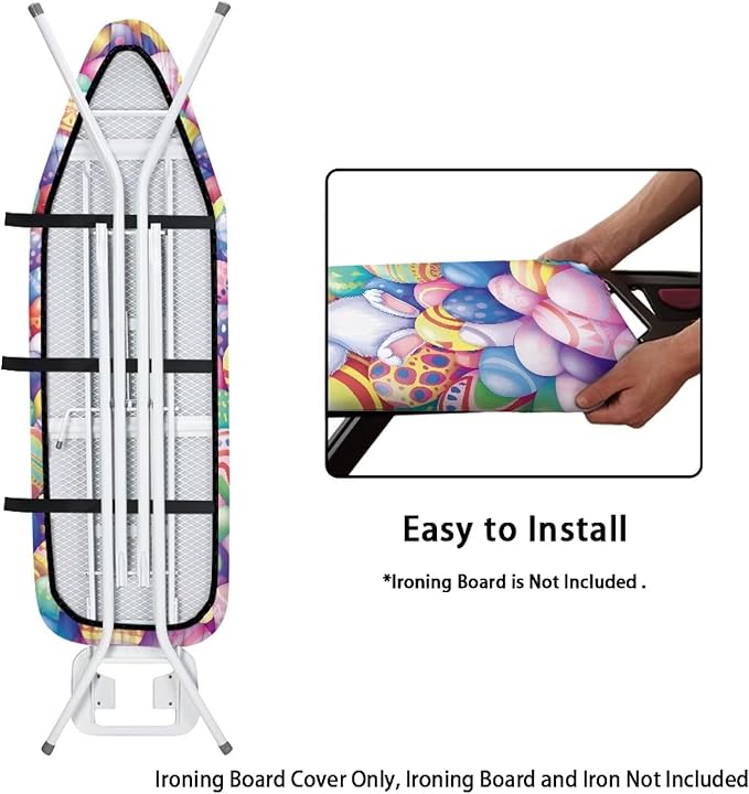 Easter Eggs and Rabbit Ironing Board Pad and Cover Durable Thick Ironing Board