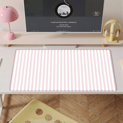 ohisxiacy Light Pink Striped Desk Mat Cute Pastel XXL Large Gaming Mouse Pad Desk Pad Kawaii Cozy Aesthetic Keyboard Laptop Computer Mat Home Office Decor for Women