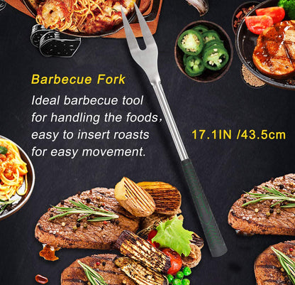 POLIGO 7PCS Golf-Club Style BBQ Tool Set Grilling Tools with Rubber Handle - Stainless Steel Grill Accessories for Outdoor Grill Set Premium Grill Utensils Set Fathers Day Birthday Gifts for Men Black