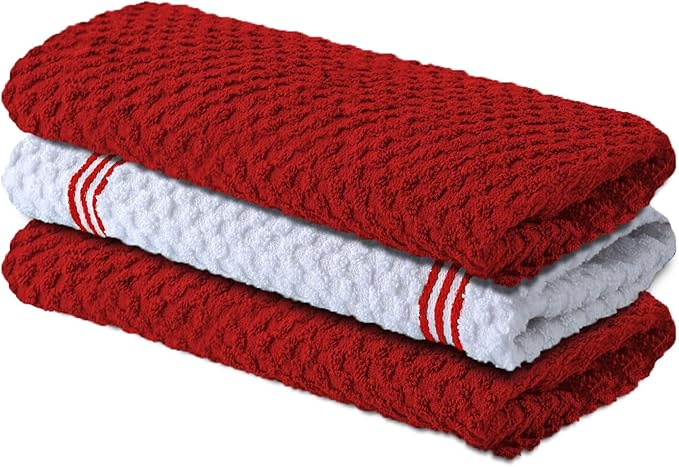 Infinitee Xclusives Premium Kitchen Towels – Pack of 3, 100% Cotton |15 x 25|