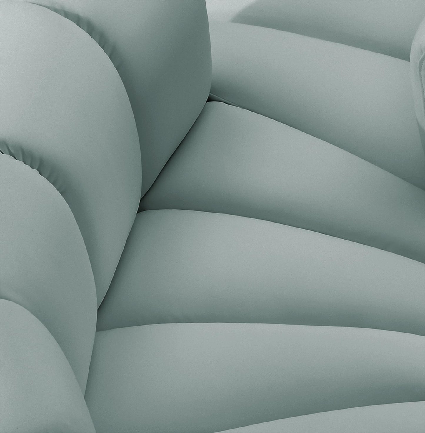 Meridian Furniture 101Mint-S2A Arc Collection Modern | Contemporary Modular Sofa with Soft Mint Green Vegan Leather, Deep Channel Tufting, Modular, 60" W x 31" D x 30" H, Mint