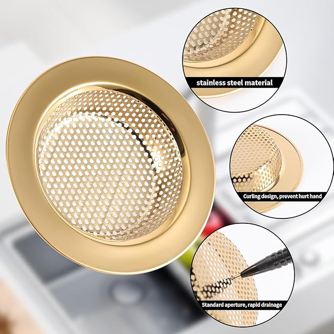 RQYEKDO Kitchen Sink Strainers Sink Stopper Kits, Stainless Steel Sink Drain