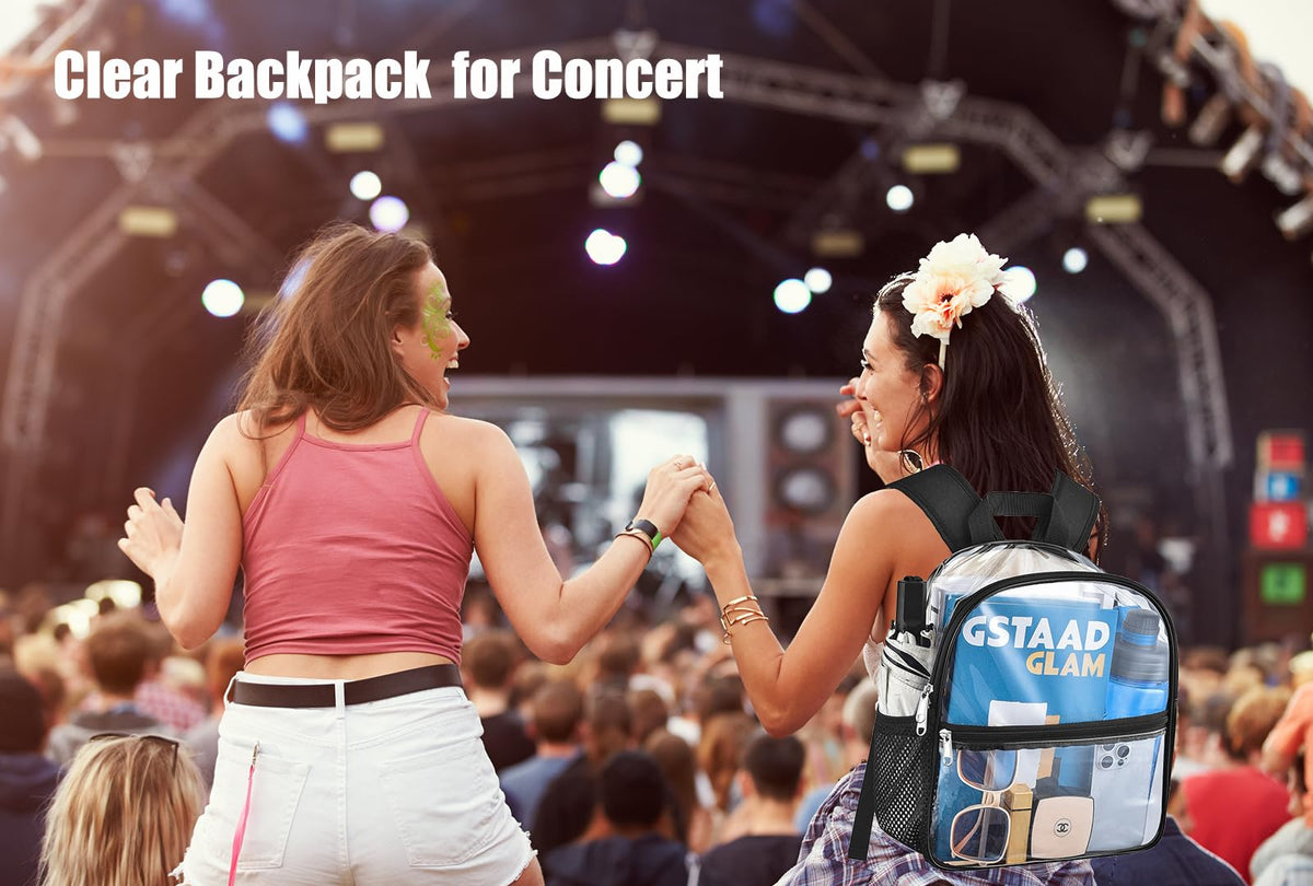 Oraben Clear Backpack for Stadium Events Clear Bag Large Stadium Backpack Waterproof 12x6x12 for Women Men Adult Concert Sport Work