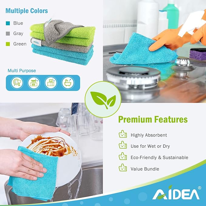 AIDEA Microfiber Cleaning Cloth-24PK, Soft Microfiber Towels