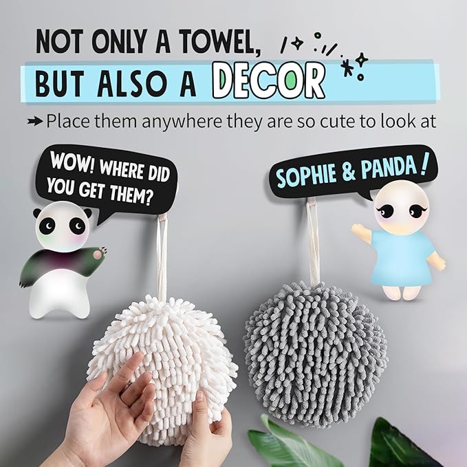 Sophie & Panda Fuzzy Ball Towel Light and Dark Blue