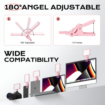Rechargeable Soft Selfie Light for Phone, Camera, Laptop, 4-14H Battery Portable LED Light for Pictures, Phone Light Clip for Selfie, Vlog, TikTok, Makeup, Video Conference Black
